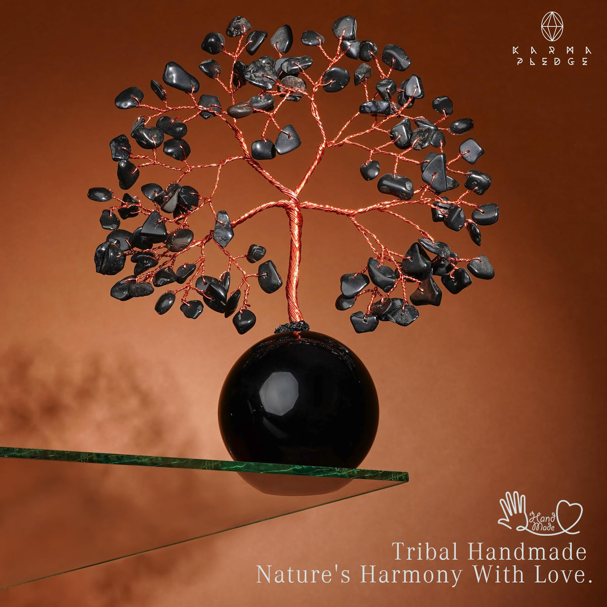Black Obsidian Crystal Tree of Life Birthday Gifts for Women, Handmade Home Decor, Office, Room Decoration, Reiki Healing Crystal Chakra Tree for Money, Positivity, Good Luck Gifts for Her, Mom & Dad