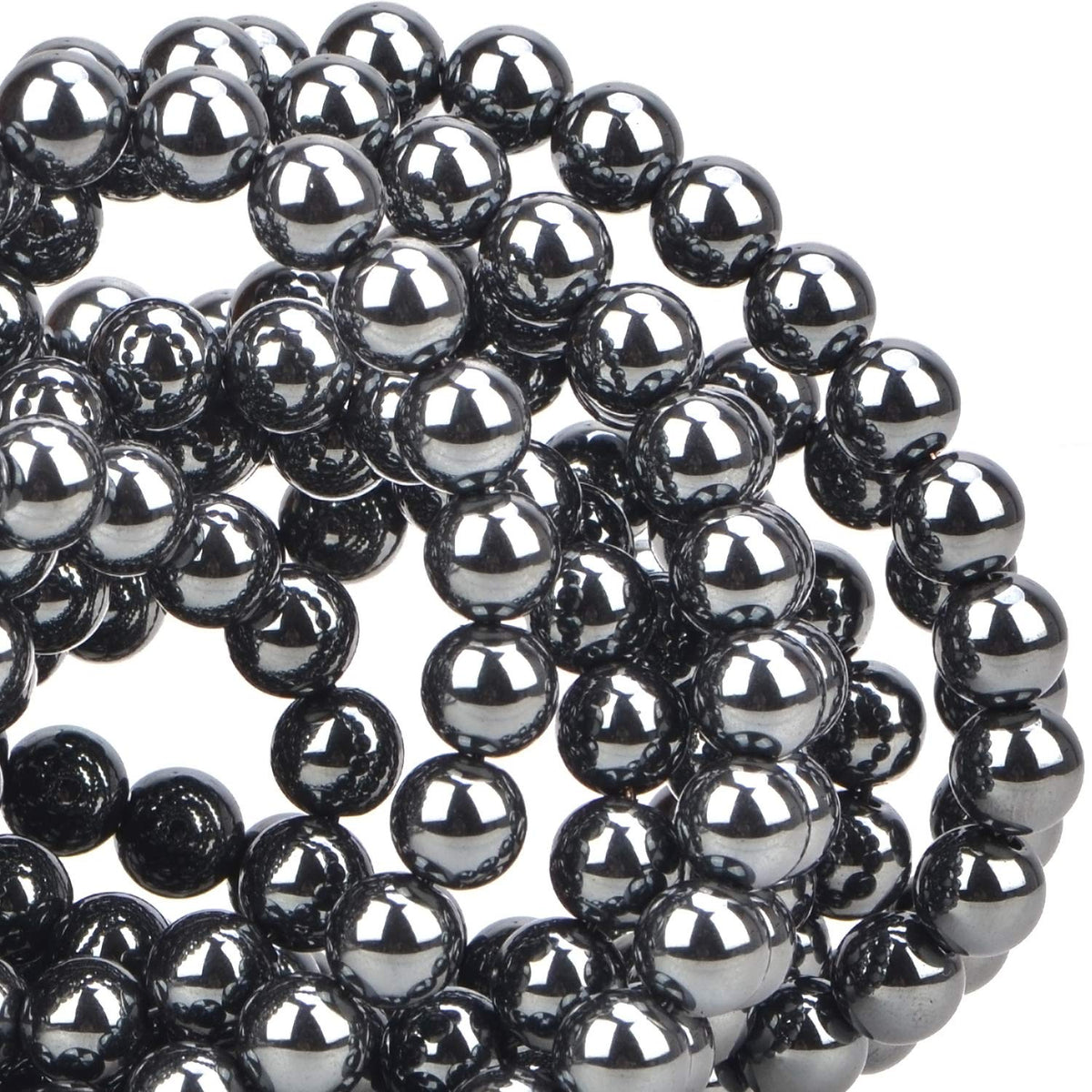 100Pcs Natural Crystal Beads Stone Gemstone Round Loose Energy Healing Beads with Free Crystal Stretch Cord for Jewelry Making (Hematite, 8MM)