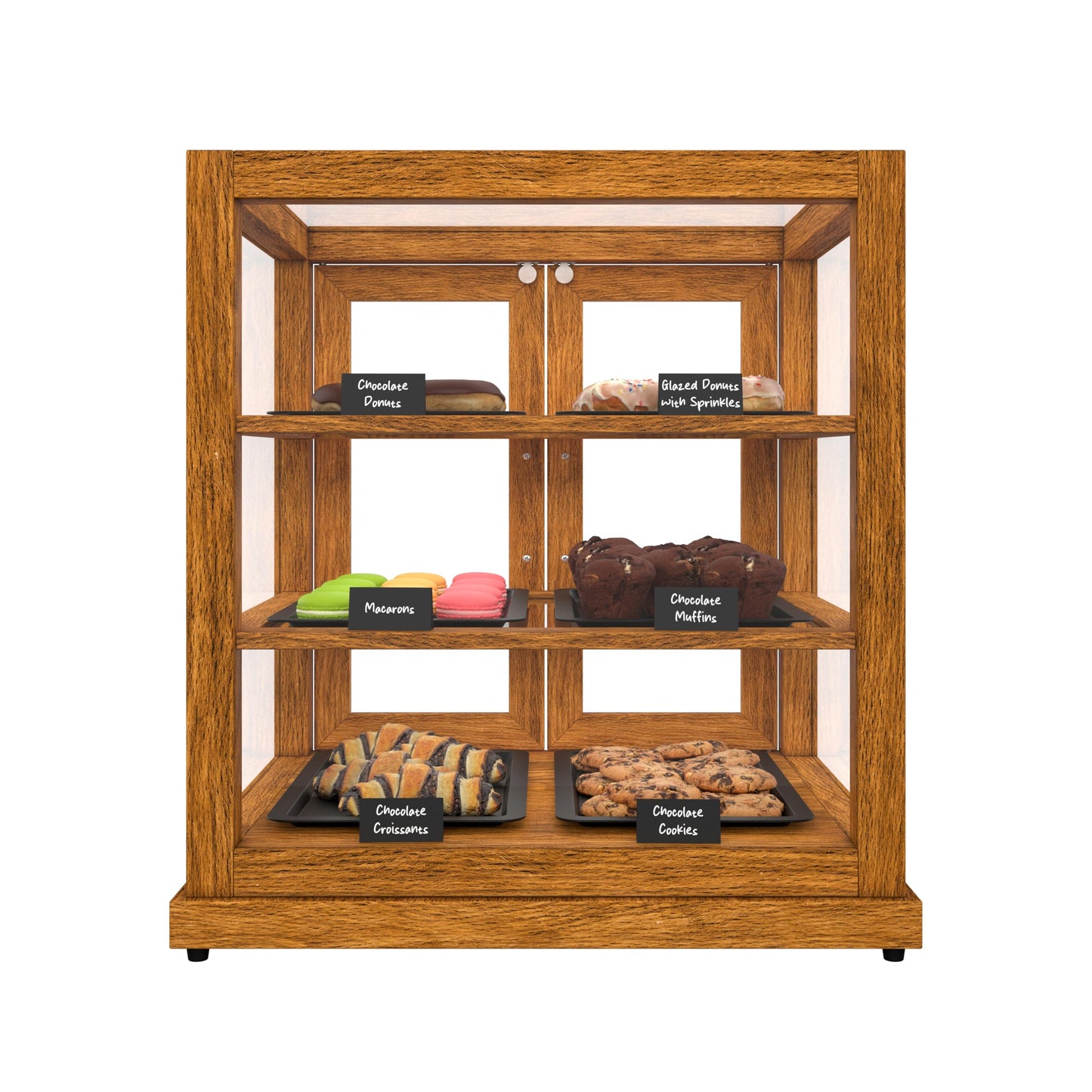 KoolMore 25 in. Light Wood Countertop Upright Dry Bakery Display Case, Pastry, Cake, and Bread Display with Tempered Glass