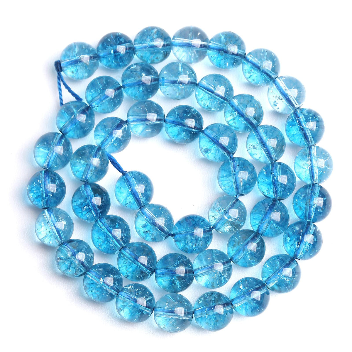 4mm 86PCS Blue Crystal Crackle Quartz Stone Spacer Round Loose Beads for Jewelry Making DIY Bracelet 15 inches Strand