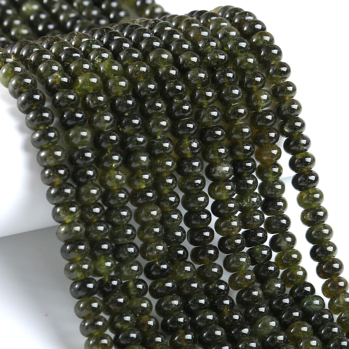 5x8mm 76pcs Natural Stone Green Garnet Jade Rondelle Spacer Loose Beads Abacus Disk Stone Round Loose Gemstone Beads for Jewelry Making DIY Bracelet Necklace