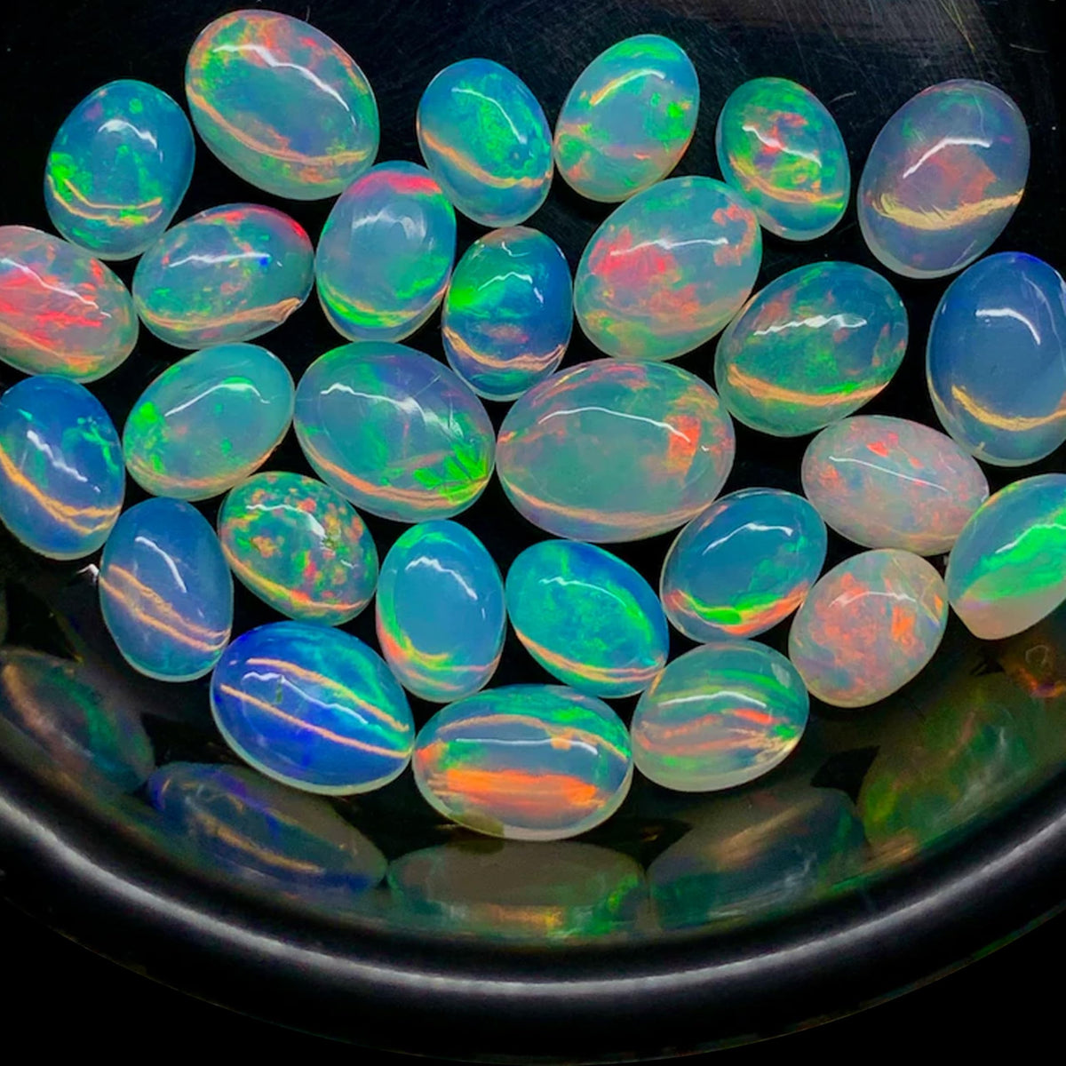 Natural 5Pcs AAA Calibrated Ethiopian Opal Gemstones Cabochons Lot 5x7 MM Multi Fire Welo Opal Stones for Jewelry Making Supplies Healing Crystals Gems Loose Gemstones