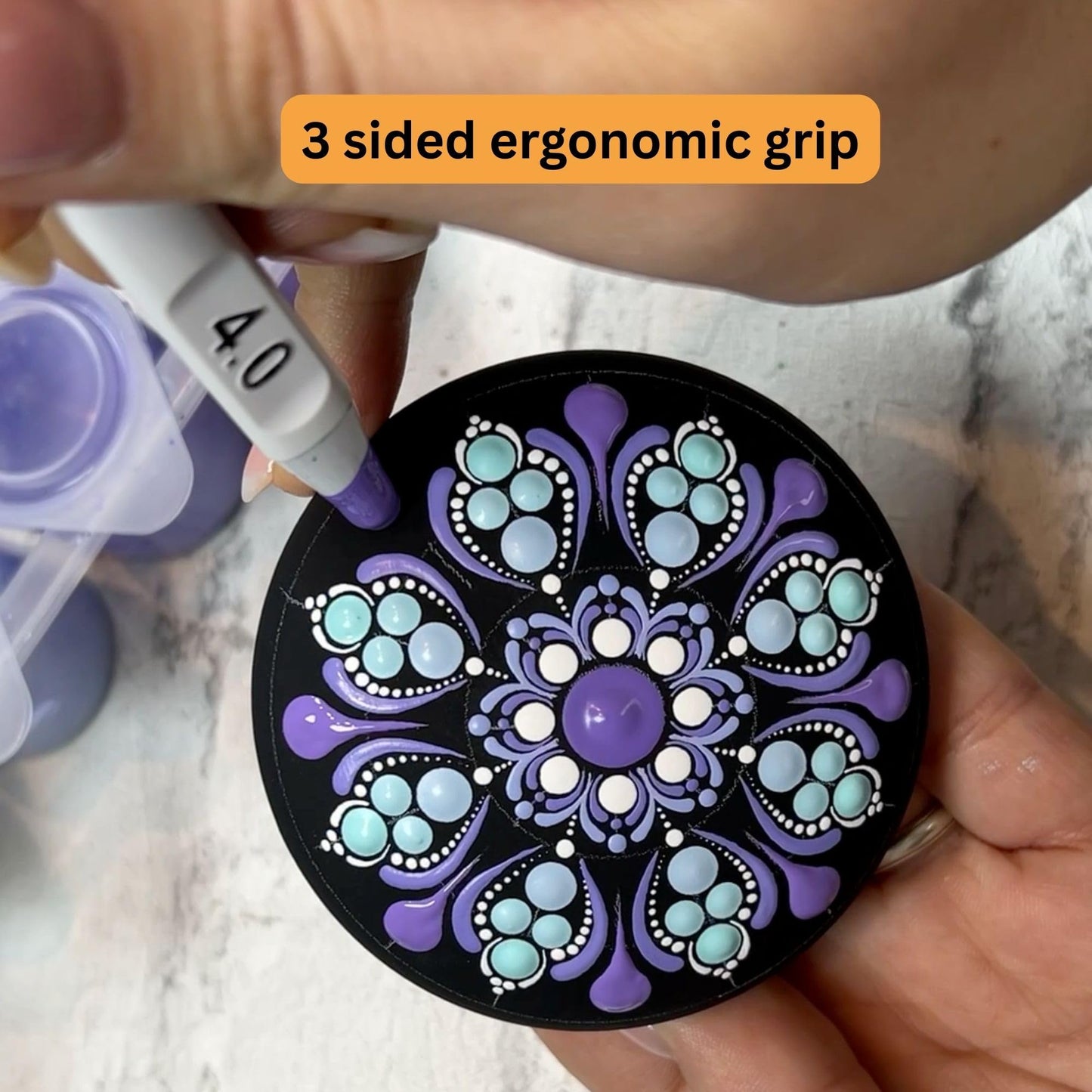 Happy Dotting Company Tools for Painting Mandalas - Patented 16pc Premium Double Ended - 28 Easy Read Sizes Plus Stylus & Ellipse Tools, Anti-Roll Grip for Rock Painting, Nail Art, Pottery and Canvas