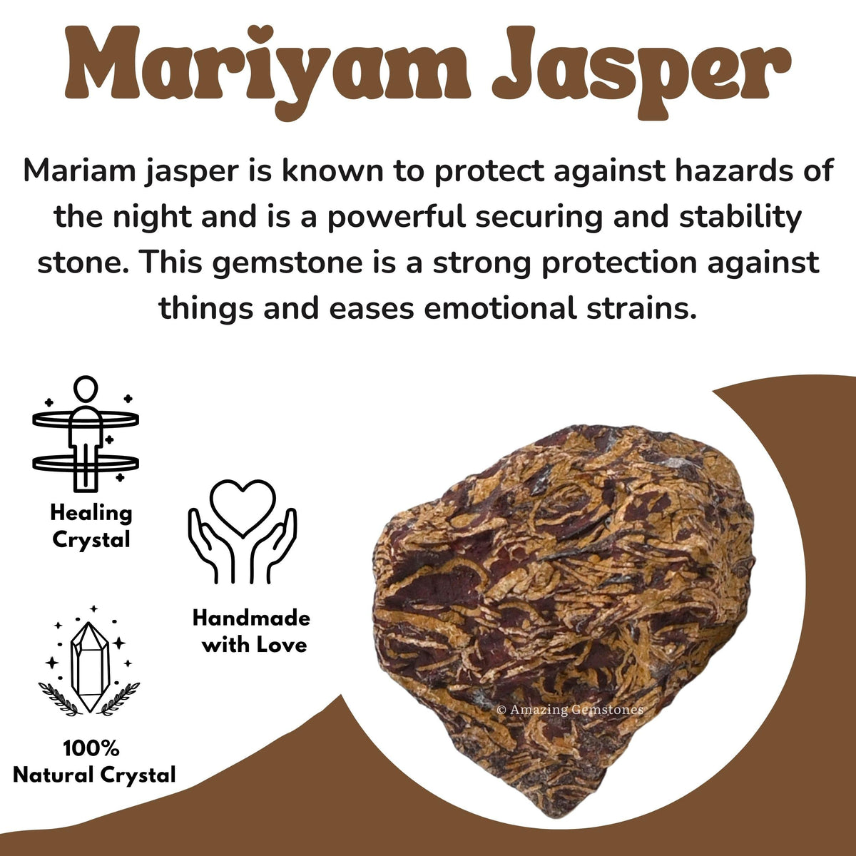Amazing Gemstone Mariyam Jasper Raw Crystals and Healing Stones, Natural Rocks for Tumbling and DIY Raw Stones and Crystals (1 Piece)