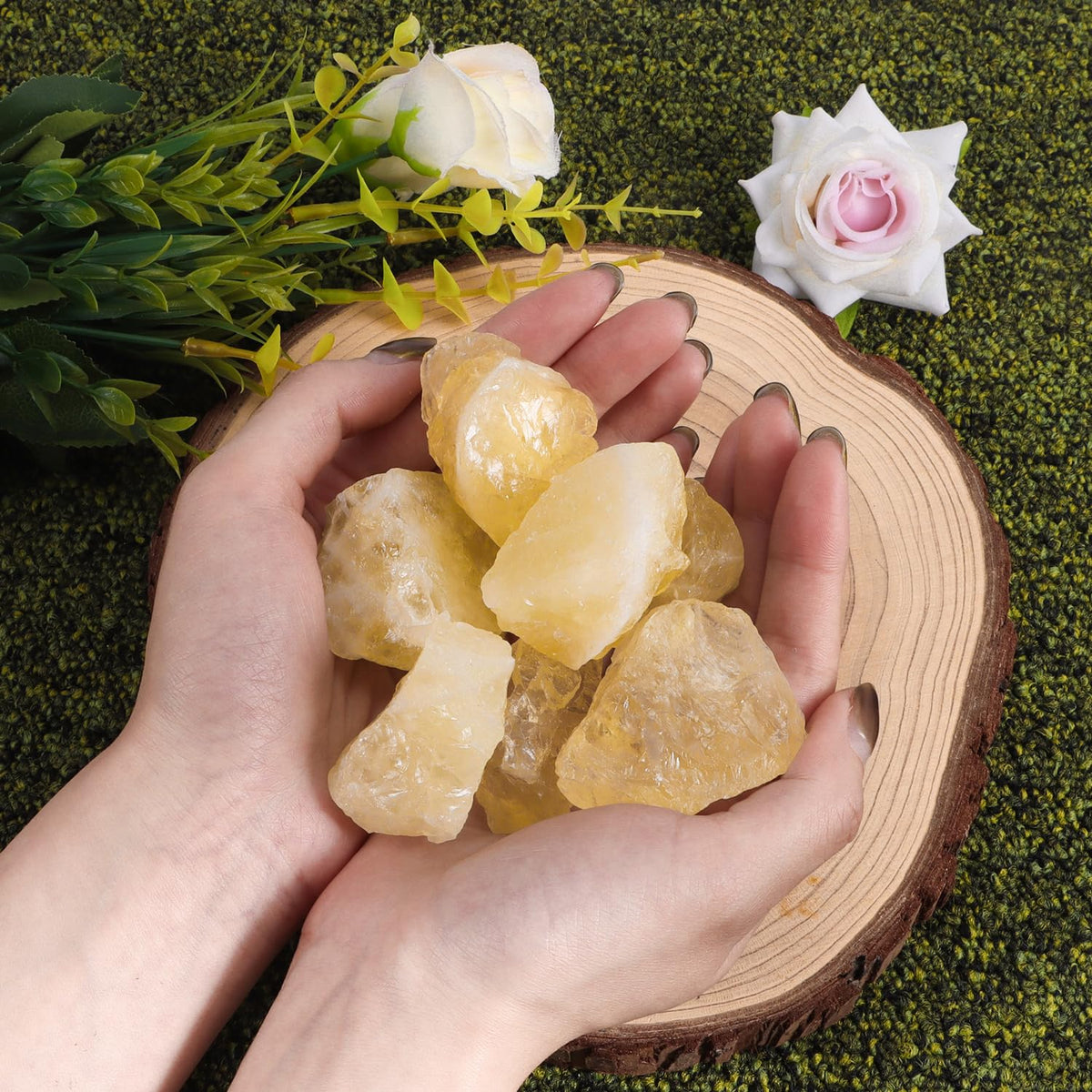 1Lb Authentic Raw Citrine Crystal Stone Natural Rough Stones Crystal for Tumbling, Cabbing, Polishing, Wire Wrapping, Wicca & Reiki Crystal Healing