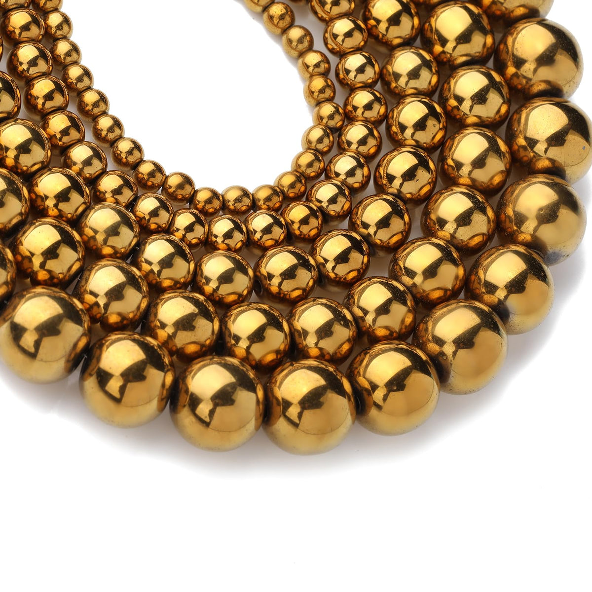 Zenkeeper 108Pcs Gold Hematite Spacer Loose Beads Bulk with Holes Handcrafted for DIY Bracelets Jewelry Making Crafts Supplies
