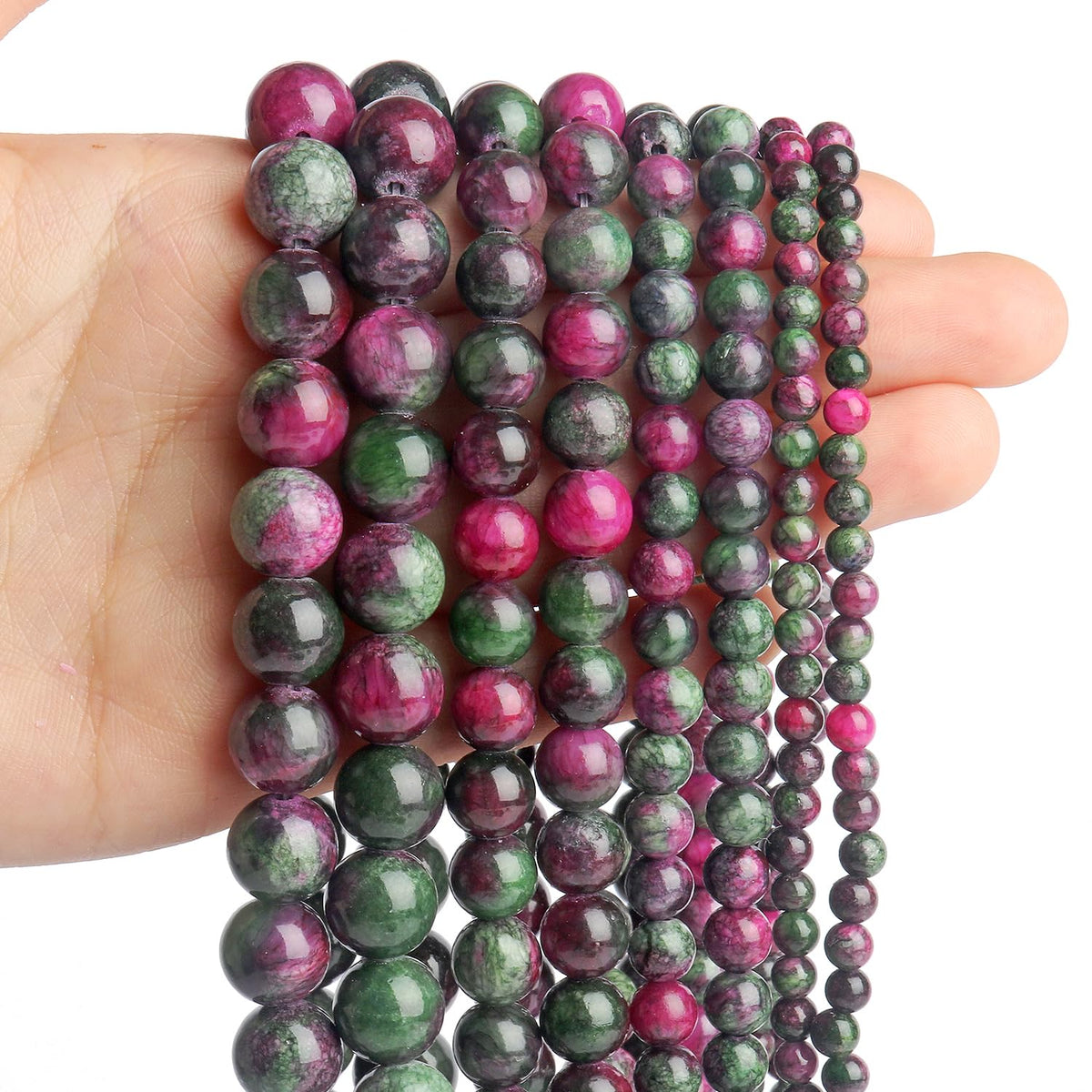 NITOPUPU 10mm 37pcs Tourmaline Persian Jade Natural Stone Beads for Jewelry Making Supplies, Round Crystal Beads for Bracelets Necklace DIY Crafts