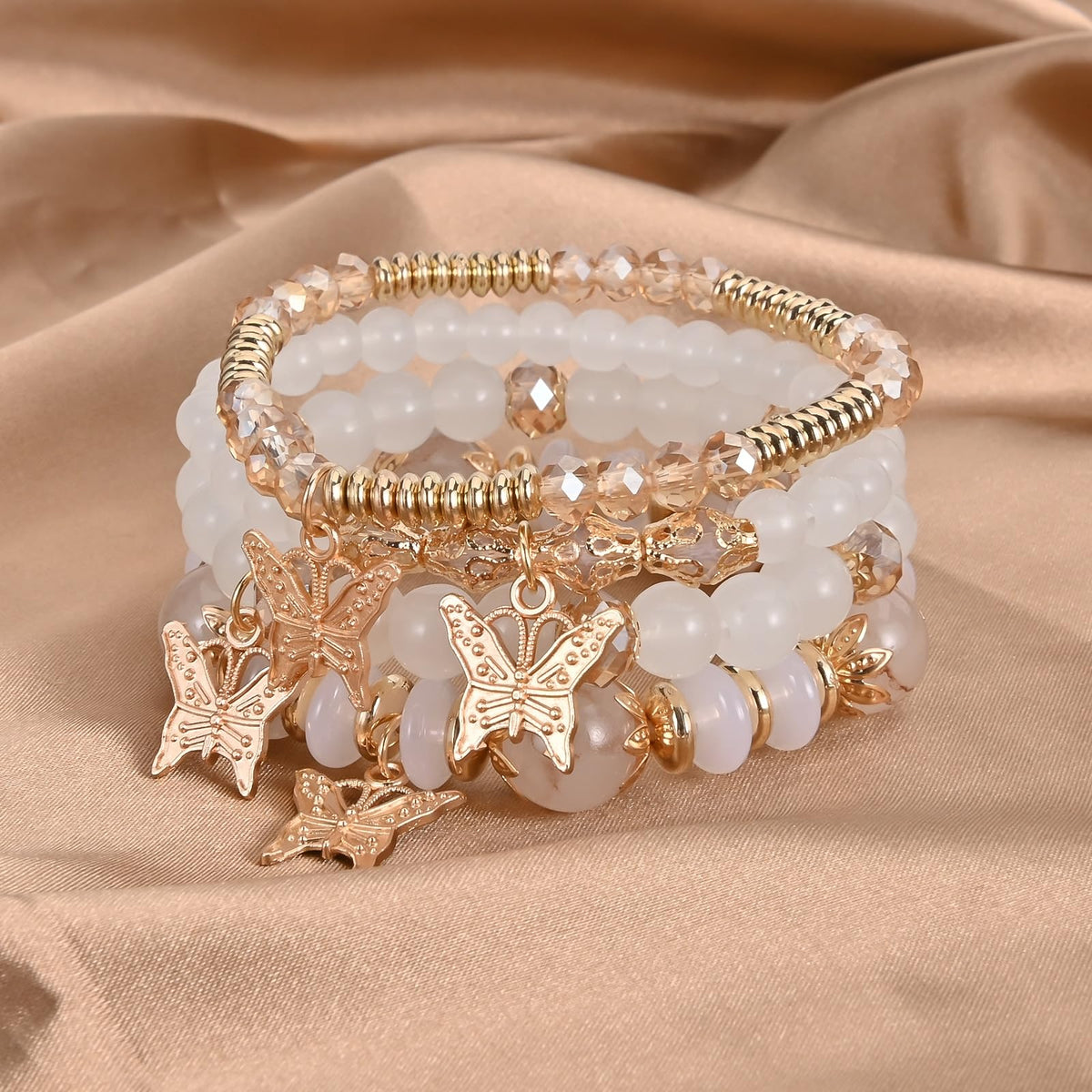 Bohemian Bracelet Sets for Women - 6 Sets Stackable Stretch Bracelets Multi-color Boho Jewelry for Women Hippie Bracelets Dainty Jewelry (Mixed color bracelet sets)