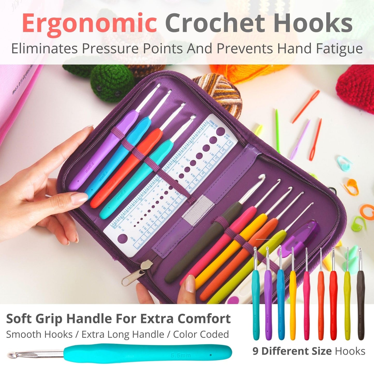 MODDA Crochet Kit for Beginners Adults and Kids - with Backpack and Video Course, Amigurumi and Crocheting Kit, Beginner Crochet Kit with Crochet Bag Backpack, Yarn, Hooks, Book, Crochet Starter Kit