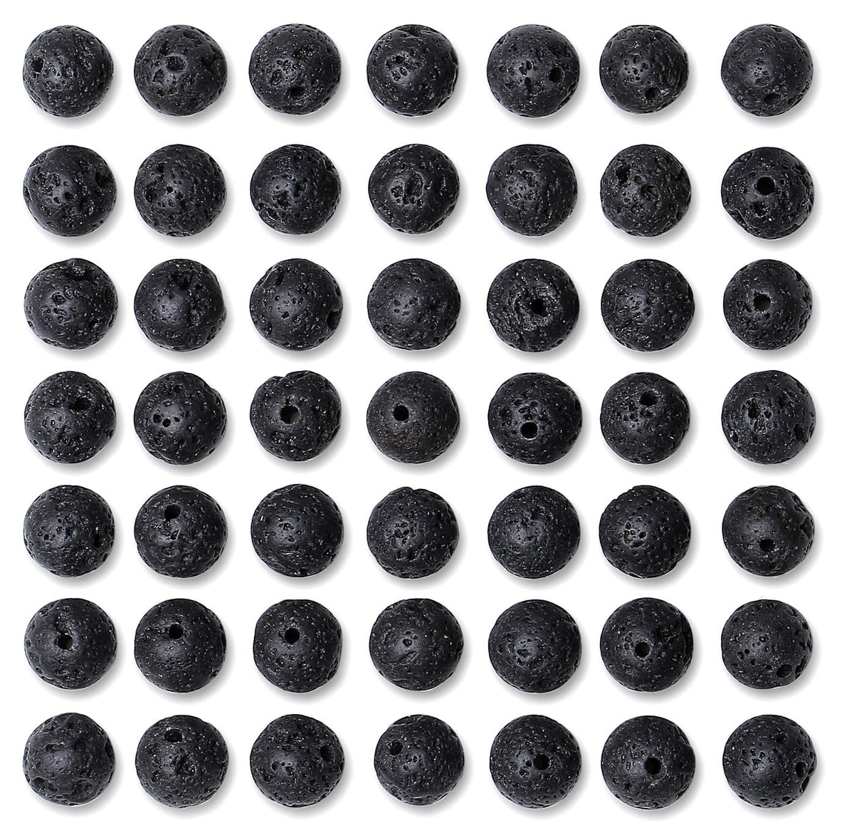 QINJIEJIE 100PCS Black Volcanic Lava Beads 8mm Natural Stone Beads Round Loose Gemstone Bead for Bracelet Beading Crystal Jewelry Making DIY Necklace Earrings 0.32"