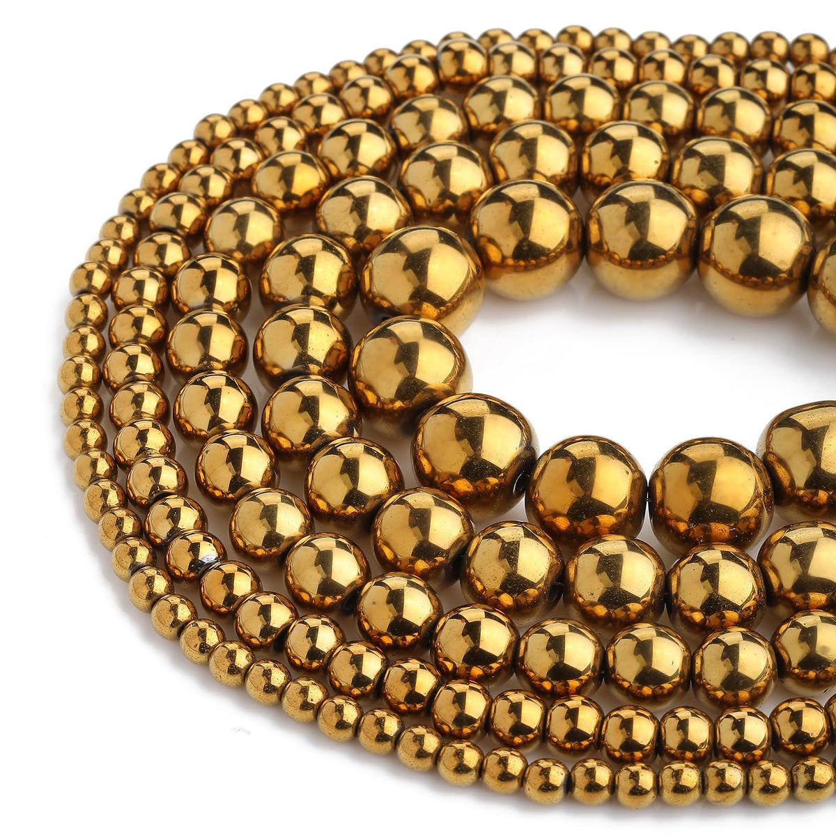 Zenkeeper 108Pcs Gold Hematite Spacer Loose Beads Bulk with Holes Handcrafted for DIY Bracelets Jewelry Making Crafts Supplies