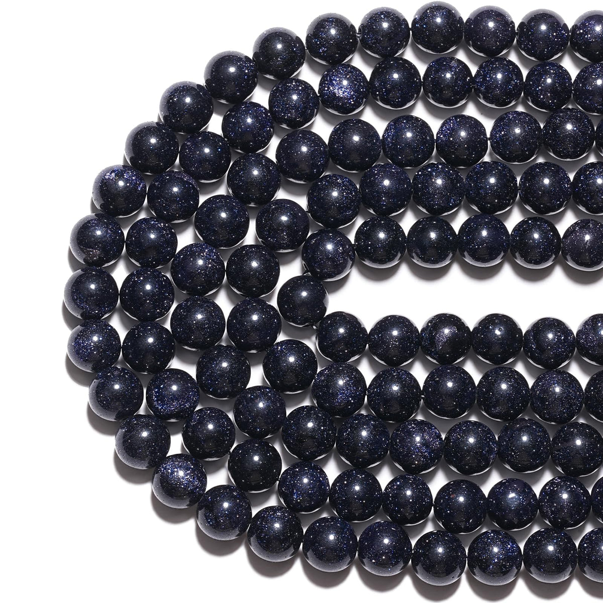 10mm Natural Blue Sandstone Gemstone Beads Polished Round Smooth Stone Beads for Bracelets Jewelry Making 15inch Loose Beads