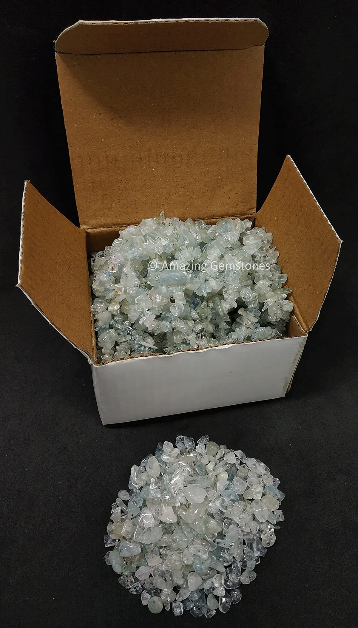 Crushed Aquamarine Pre Drilled Crystal Chips Beads for Bracelets Making, DIY Handmade Natural Healing Crystals (25 Inch Strand)
