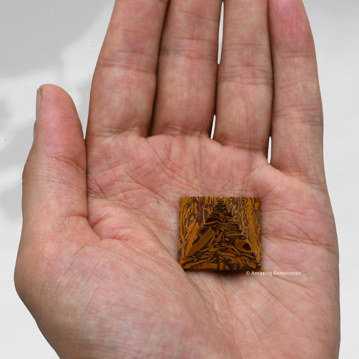 Amazing Gemstone Mariyam Jasper Calligraphy Stone Pyramid Crystal Healing Stones - 1" Great Pyramid Figurine of Natural Stone Pyramid for Meditation, Reiki, Chakra Balancing and Crystal Pyramids Grid