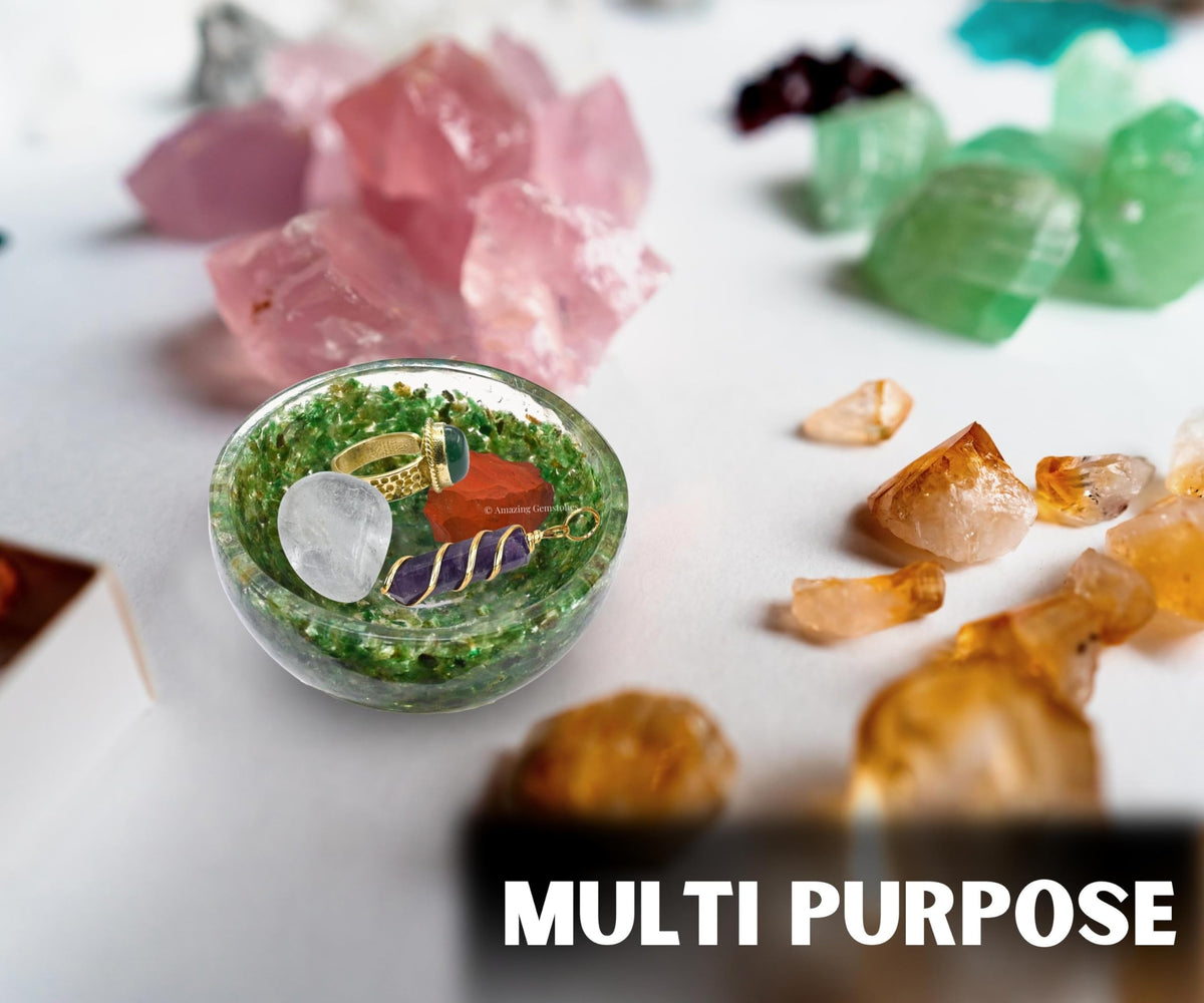 Amazing Gemstone Green Aventurine Orgonite Orgone Crystal Gemstone Bowl - 2" Orgonite Green Aventurine Crystal Bowl for Meditation, Crystals and Healing Stones Gift and Protection