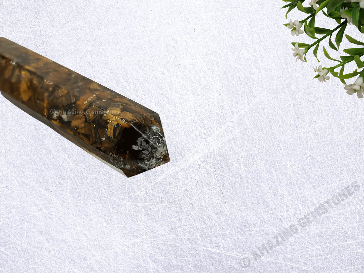 Amazing Gemstone Tigers Eye Crystal Orgone Towers ~ Natural Healing Crystal Point Obelisk for Reiki Healing and Crystal Grid (4.5 to 5 Inch, Pack of 1)