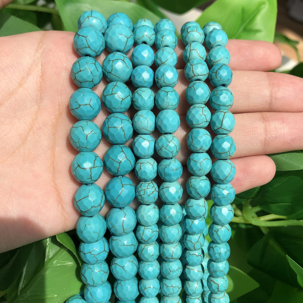 Yochus 45pcs Blue Turquoises Beads，8mm Healing Power Natural Stone Round Loose Beads for Jewelry Making Earring Necklace DIY Crafts