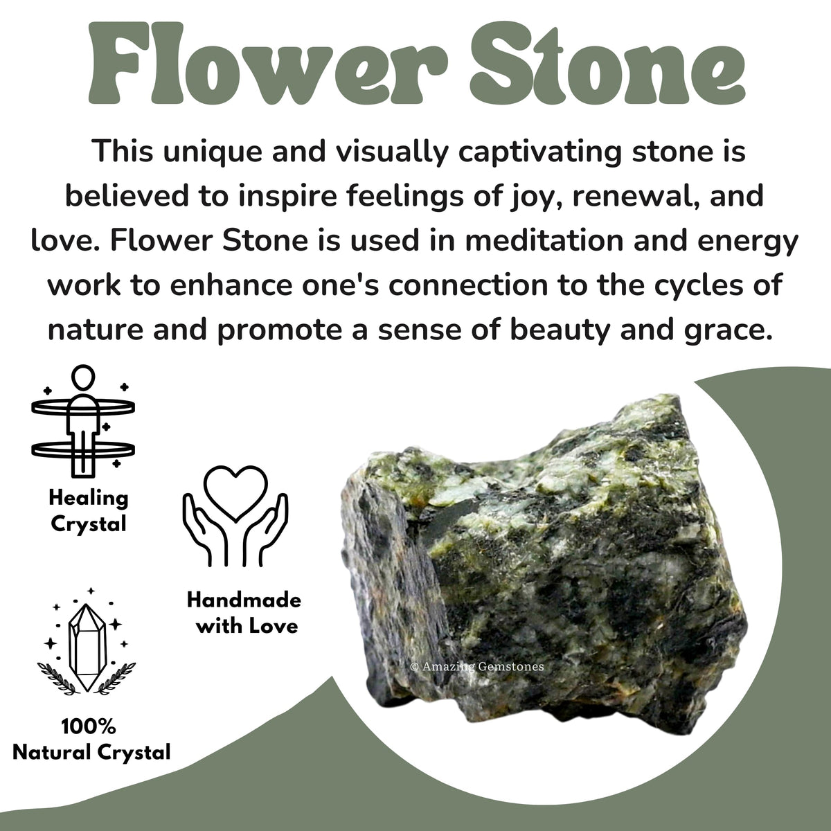 Amazing Gemstone Flower Stone Raw Crystals and Healing Stones, Natural Rocks For Tumbling - DIY Raw Stones And Crystals (1 Piece)
