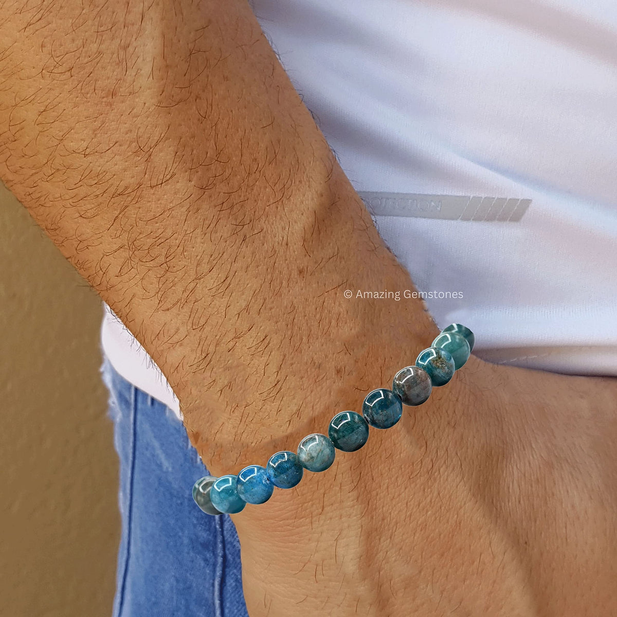 Amazing Gemstone Apatite Bracelet for Women Men's Gifts - Protection Healing Crystal Bracelet - 8mm Gemstone Beaded Adjustable Bracelet Pulseras Para Hombres Mujer Stocking Stuffers