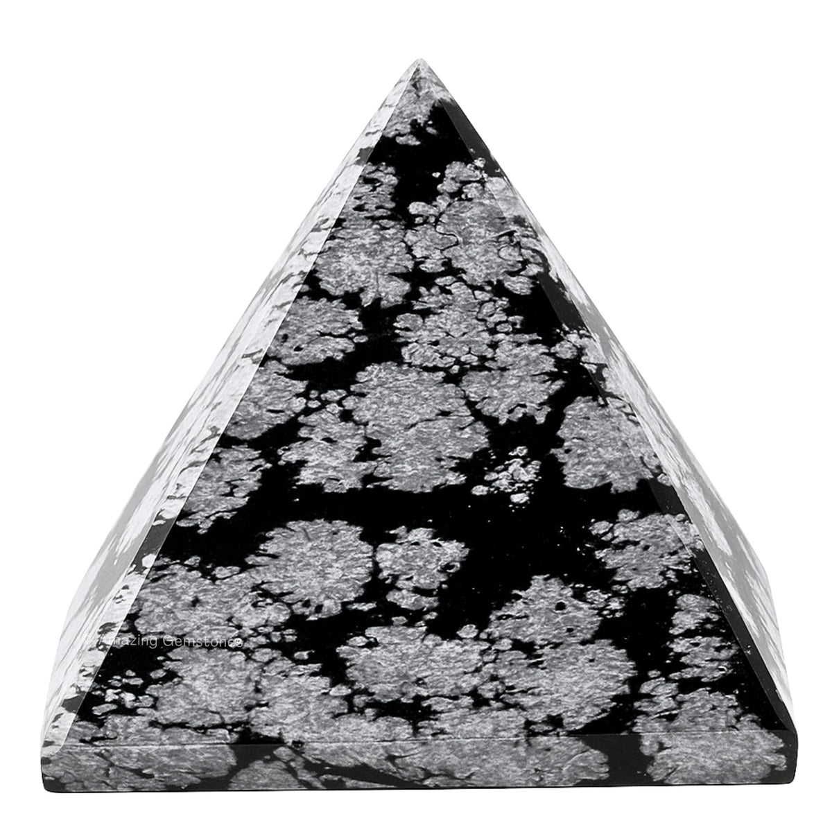 Amazing Gemstone Snowflake Obsidian Pyramid Crystal Healing Stones - 2" Great Pyramid Figurine of Natural Stone Pyramid for Meditation, Reiki, Chakra Balancing and Crystal Pyramids Grid