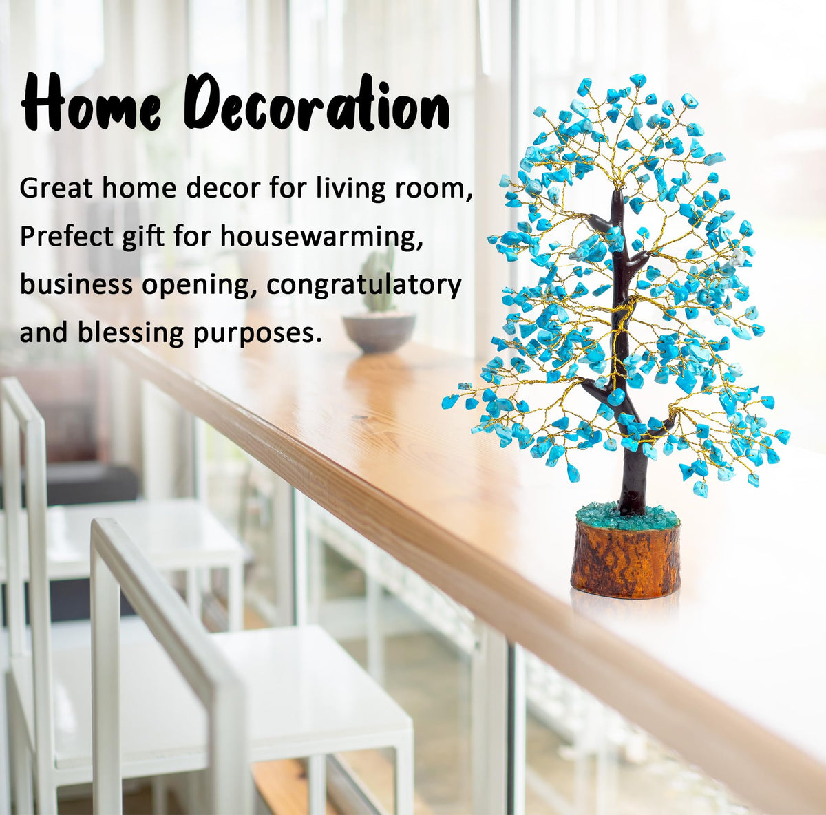 Crocon® Turquoise Crystal Tree of Life for Unique Gifts for Mom, Dad, Home and Office Decor, Handmade Gemstone Healing Crystals Tree for Positivity, Money & Good Luck, Birthday Gifts for Women, Men