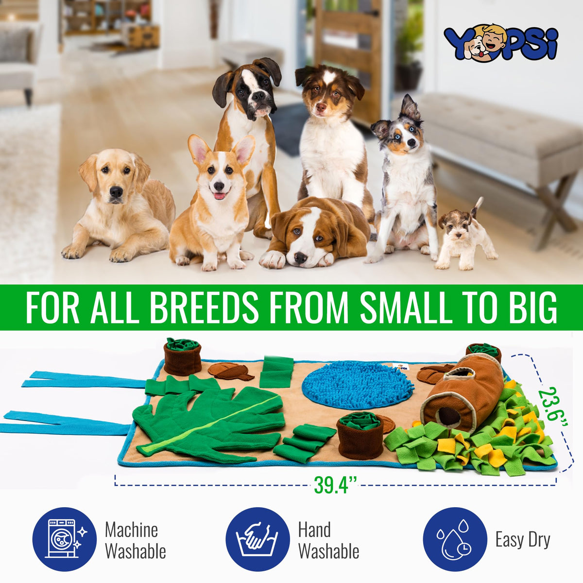 Snuffle Mat for Dogs Large Breed 39.4''x23.6''- Interactive Dog Toys for Boredom - Sniff mat - Mental Stimulation - Enrichment Toys
