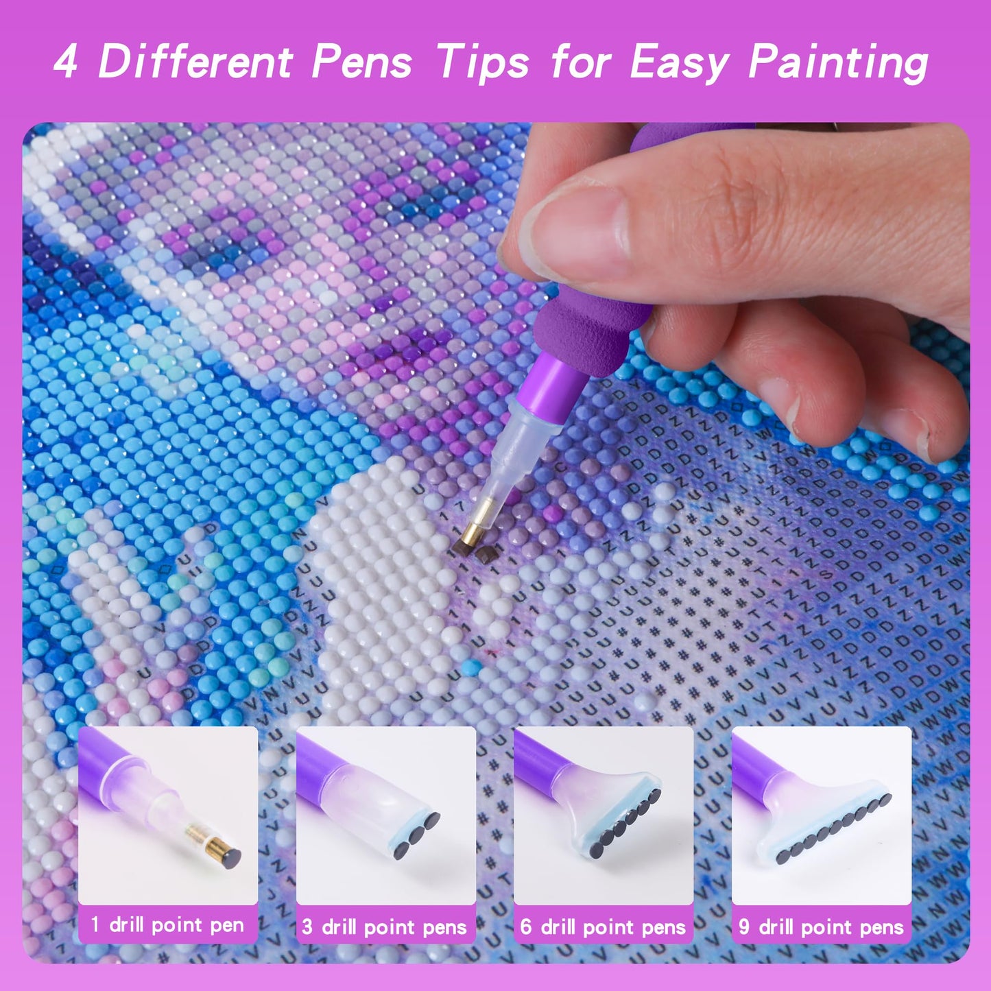 LYMUSUMI 30 Slots Diamond Art Storage Containers for Adults Portable Bead Storage Boxes for Diamond Painting Accessories and Tools（Purple）