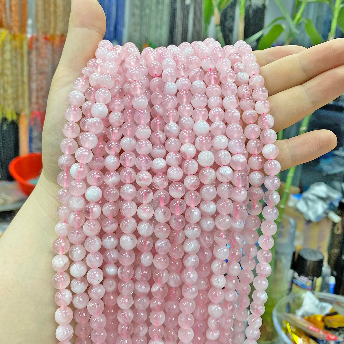 8MM 46PCS Natural Crystal Stone Madagascar Rose Quartz Gemstone Beads for Jewelry Making DIY Bracelet