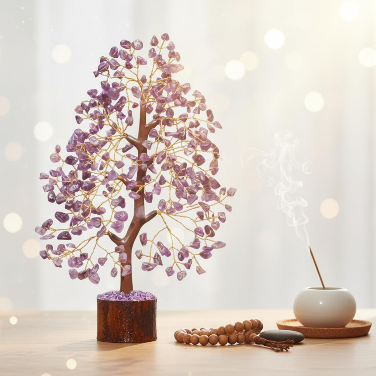 AstraVeda Amethyst Crystal Tree, Chakra Tree, Feng Shui, Positive Energy, Meditation Gift, Crystals and Stones, Spiritual Items, 300 Bead