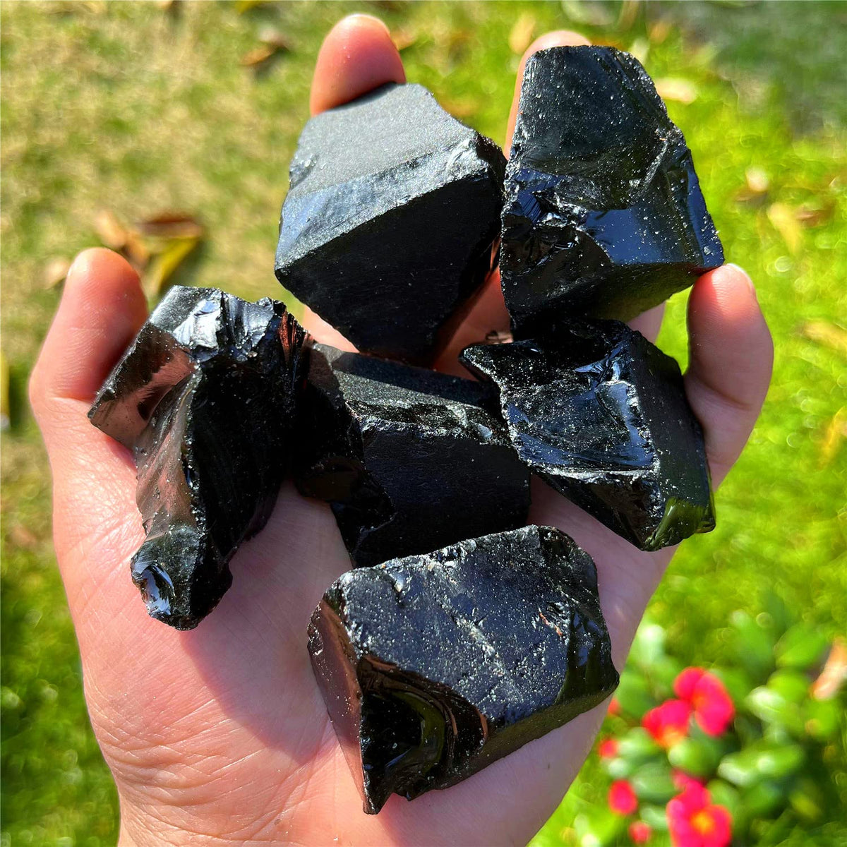 Simurg Raw Black Obsidian Stone 1lb Black Obsidian Rough Crystal ‌Aroma Stone for Cabbing, Tumbling, Cutting, Lapidary, Polishing, Reiki Crystal Healing
