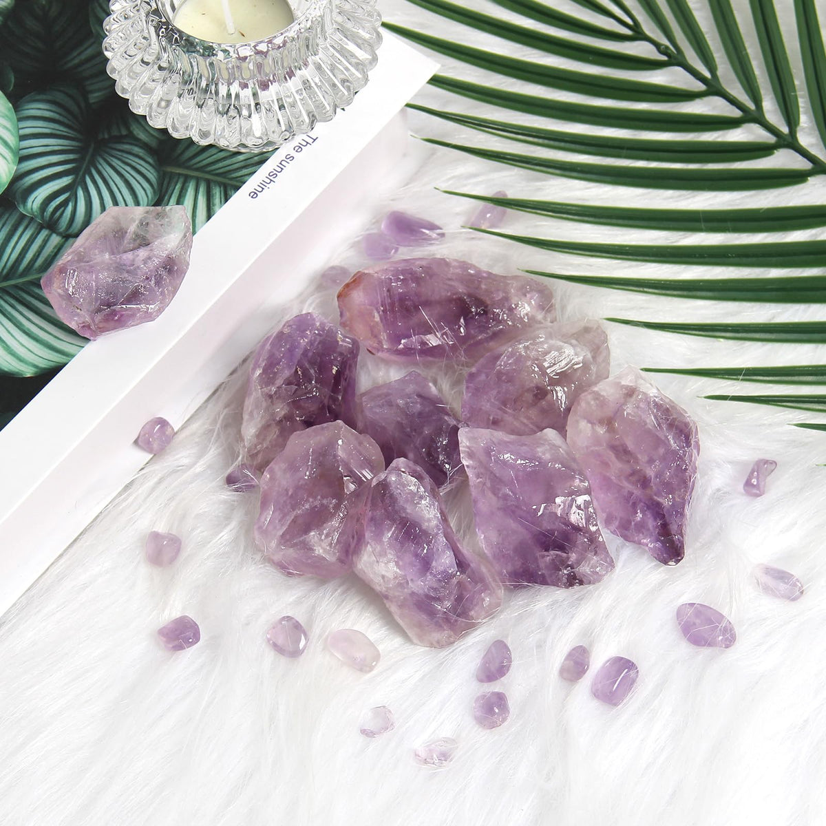 1.1lb Bulk Raw Amethyst Stone Rough Crystal-Natural Raw Stones Crystal for Tumbling, Cabbing, Fountain Rocks, Decoration,Polishing, Wire Wrapping, Wicca & Reiki Crystals Healing