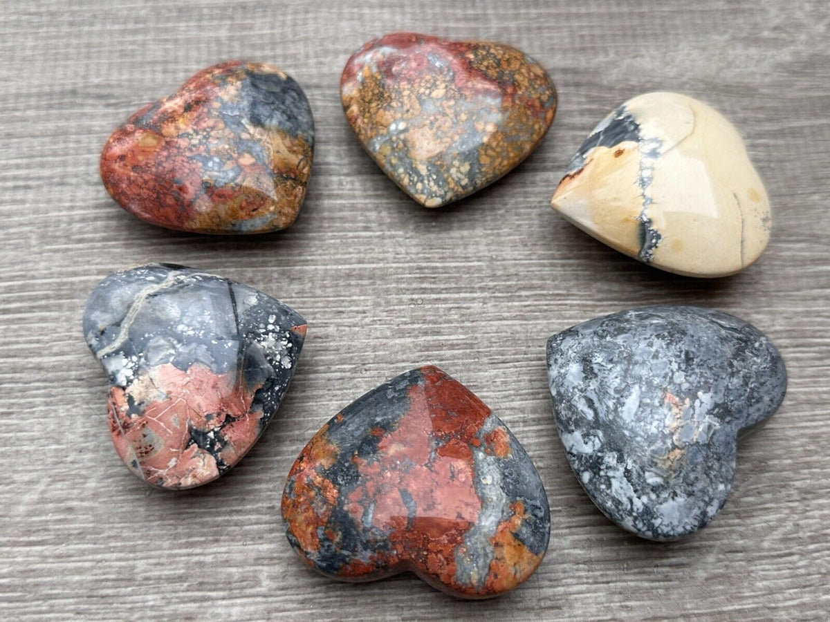 Maligano Gemstone Hearts, Polished Maligano Puffy Hearts, Maligano Crystal Palm Stone, Maligano Healing Crystal Hearts (1 Heart)