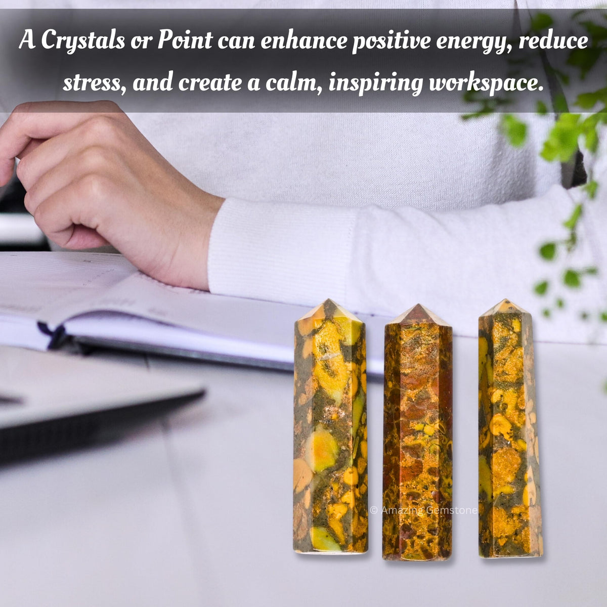Amazing Gemstone Fruit Jasper Crystal Points Bulk Healing Crystals - Pack of 3 Single Terminated Healing Wand Point Bulk Crystals for Crafts,Crystal Grid,DIY Work - Premium Crystals - Beginners Gift