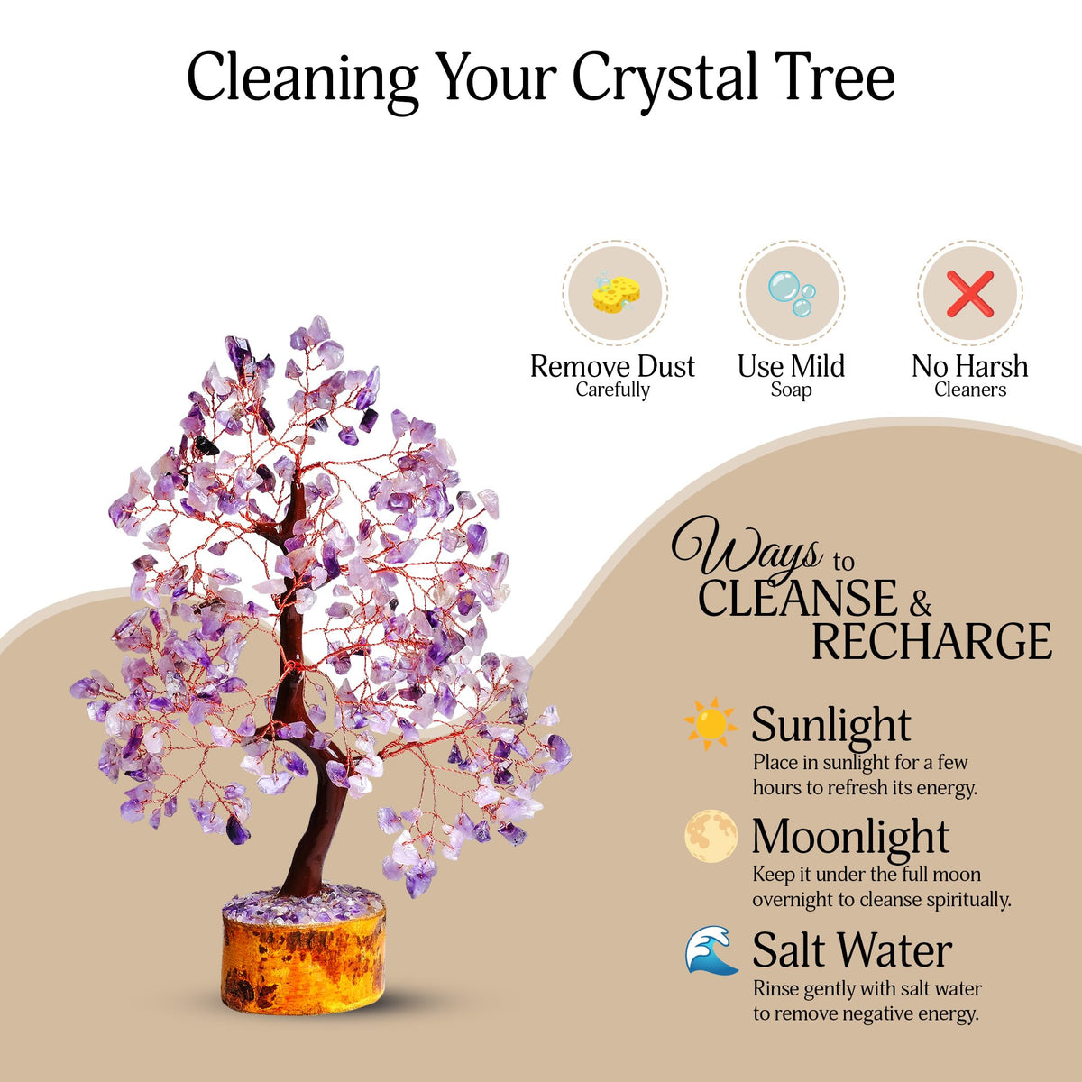 YATSKIA Amethyst Crystal Tree Stones and Crystals Tree of Life, Crystal Home Decor, Good Luck Gifts, Spiritual Gifts for Women