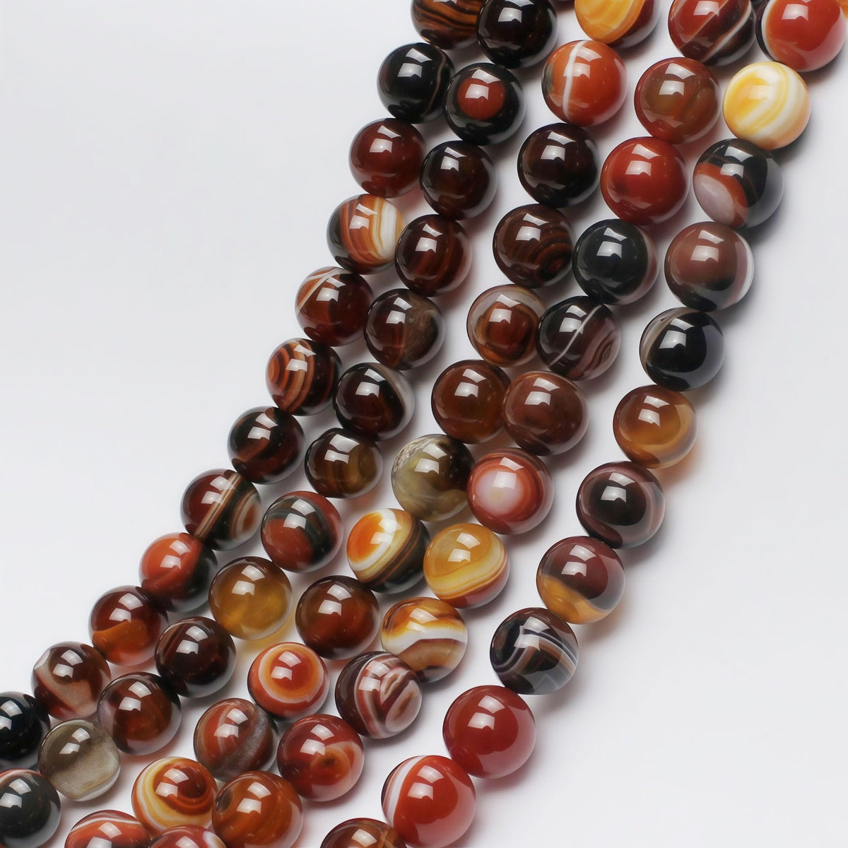MJDCB Red Coffee Agate Beads Natural Agate Stone Round Loose Beads Ball Handmade Jewelry Bracelet Making DIY (12mm)