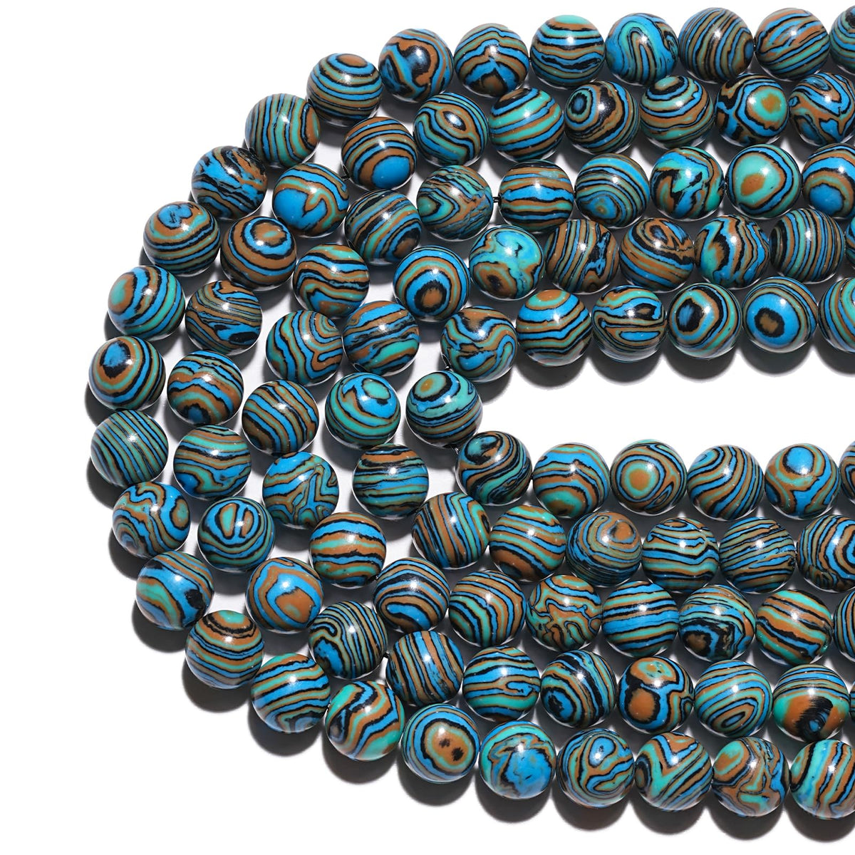 8mm Natural Blue Malachite Gemstone Beads Polished Round Smooth Stone Beads for Bracelets Jewelry Making 15inch Loose Beads