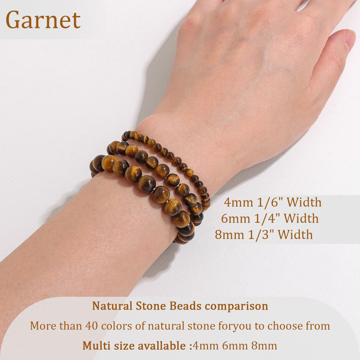 Vinswet Healing Crystal Bracelets for Women Men 8mm Tiger Eye Natural Stone Beaded Stretch Bracelet Handmade Gemstone Reiki Spiritual Jewelry Gifts