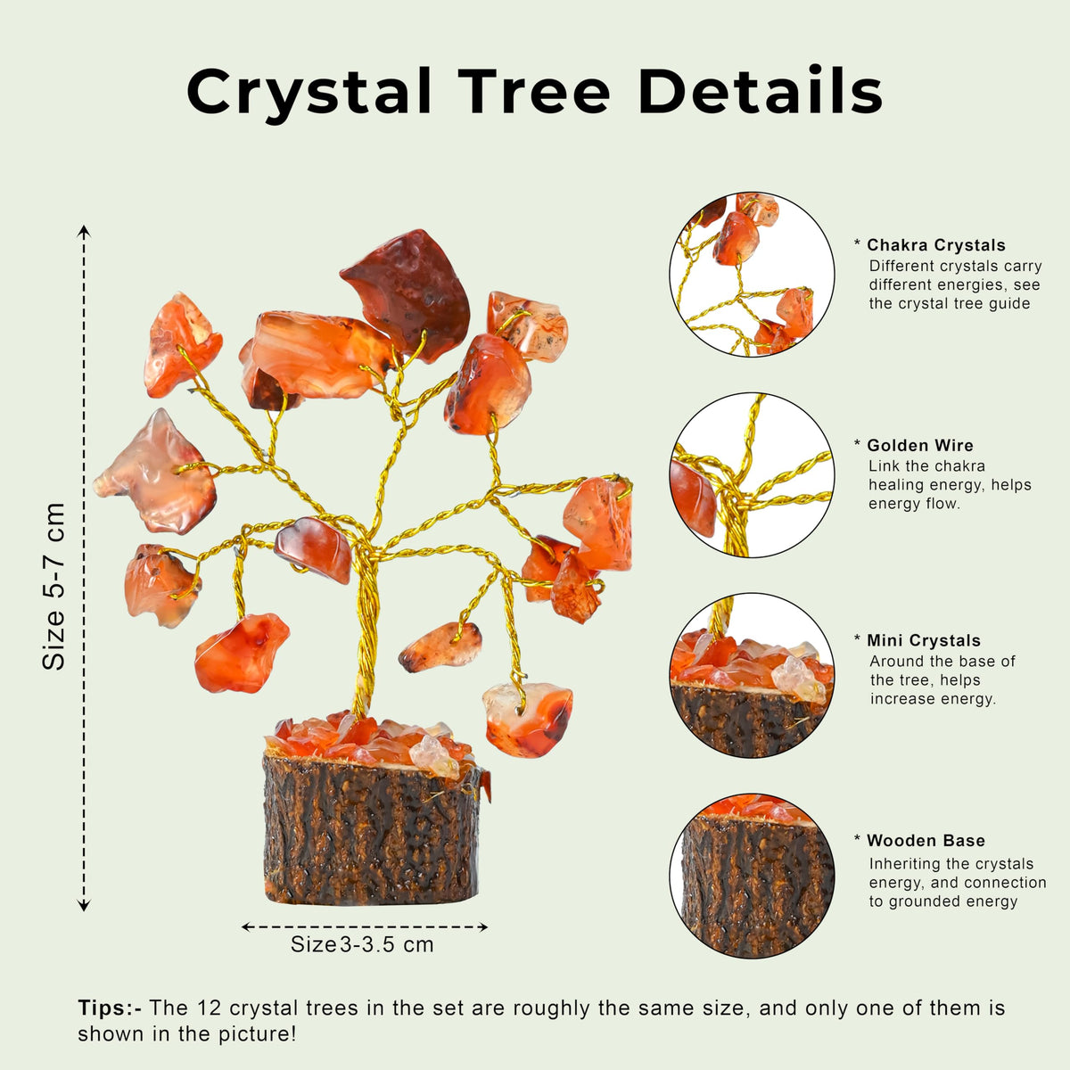 Crocon® Crystal Tree Set of 12 Mini Unique Birthday Gifts for Women, Sister, Mom, Home Office Decor, Shelf Desk Decoration for Positive Energy, Bring Good Luck, Money, Chakra Tree of Life Gift Sets