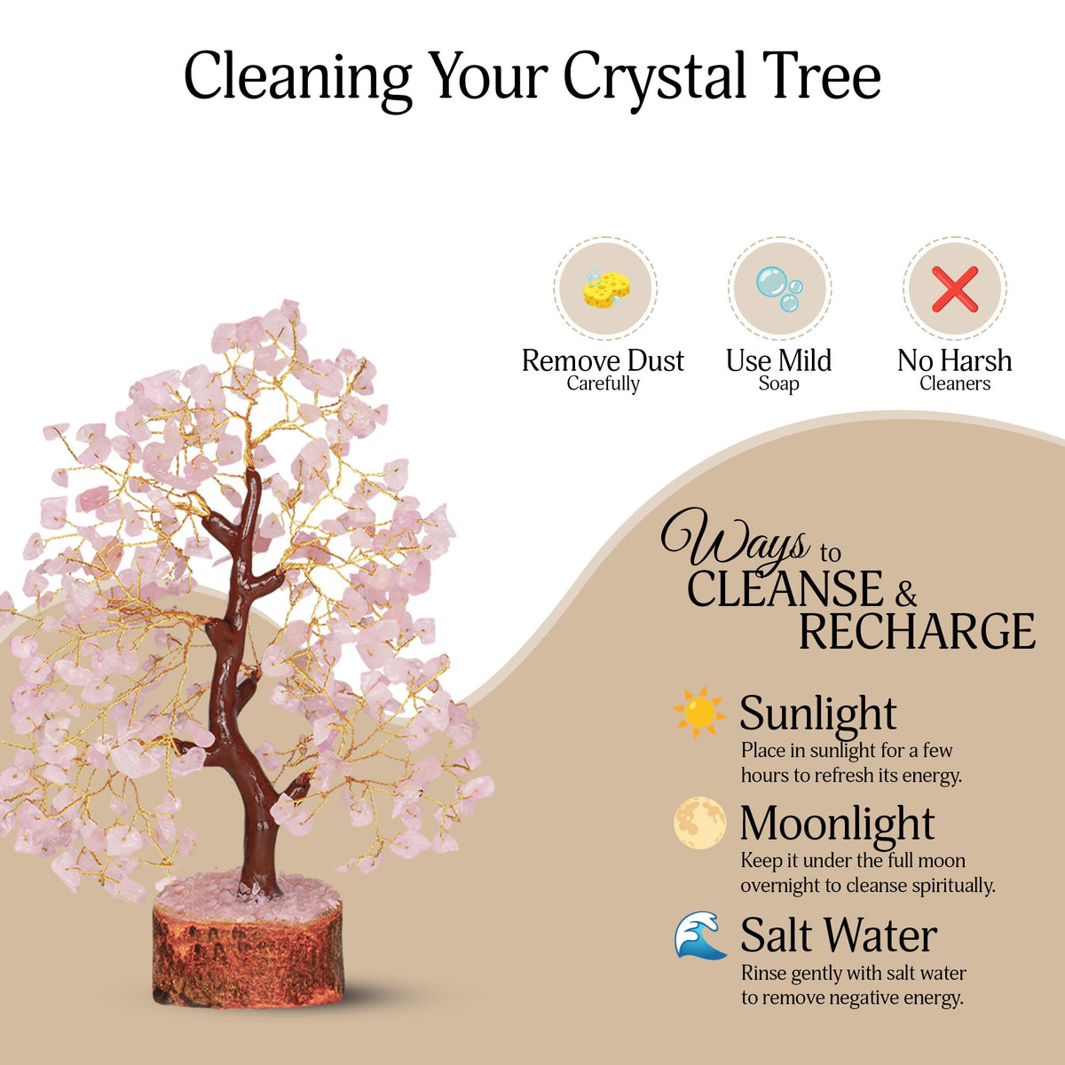 YATSKIA Rose Quartz Tree - Quartz Crystal Tree for Positive Energy - Birthday Gifts for Women - Feng Shui Decor - Gemstone Home Decor - Pink Desk Accessories