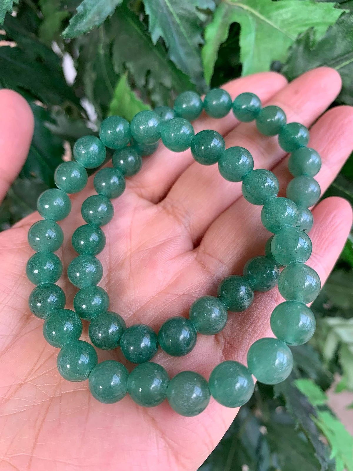 GAF TREASURES Green Aventurine Crystal Bead Bracelet 8mm, Genuine Green Aventurine Stretch Gemstone Bracelet, Healing Crystal Bracelet, Gift for Men & Women (1)