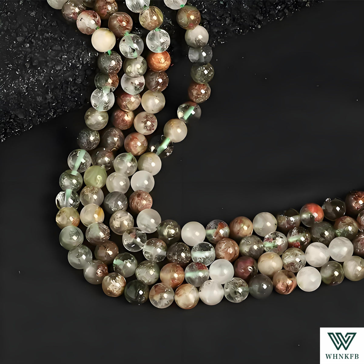 WHNKFB 10mm 50PCS Natural Green Phantom Quartz Round Beads, Smooth Polished Loose Crystal Beads for Jewelry Making Craft - 6mm 8mm 10mm Options with Free Elastic Cord