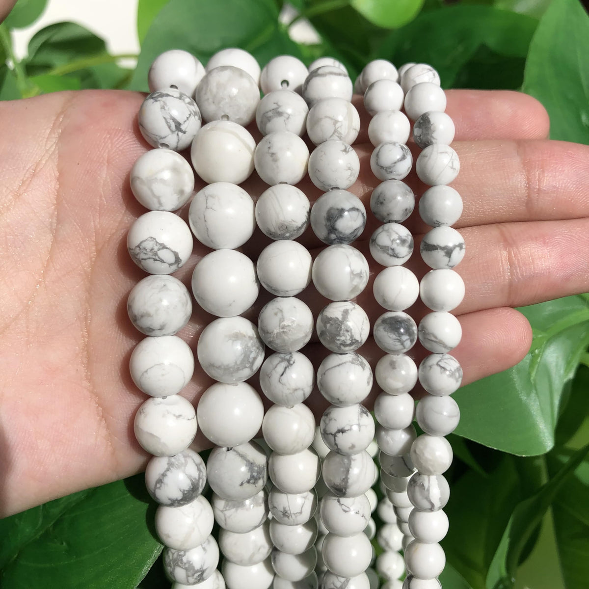 Yochus 45pcs White Howlite Turquoises Beads，8mm Healing Power Natural Stone Round Loose Beads for Jewelry Making Earring Necklace DIY Crafts