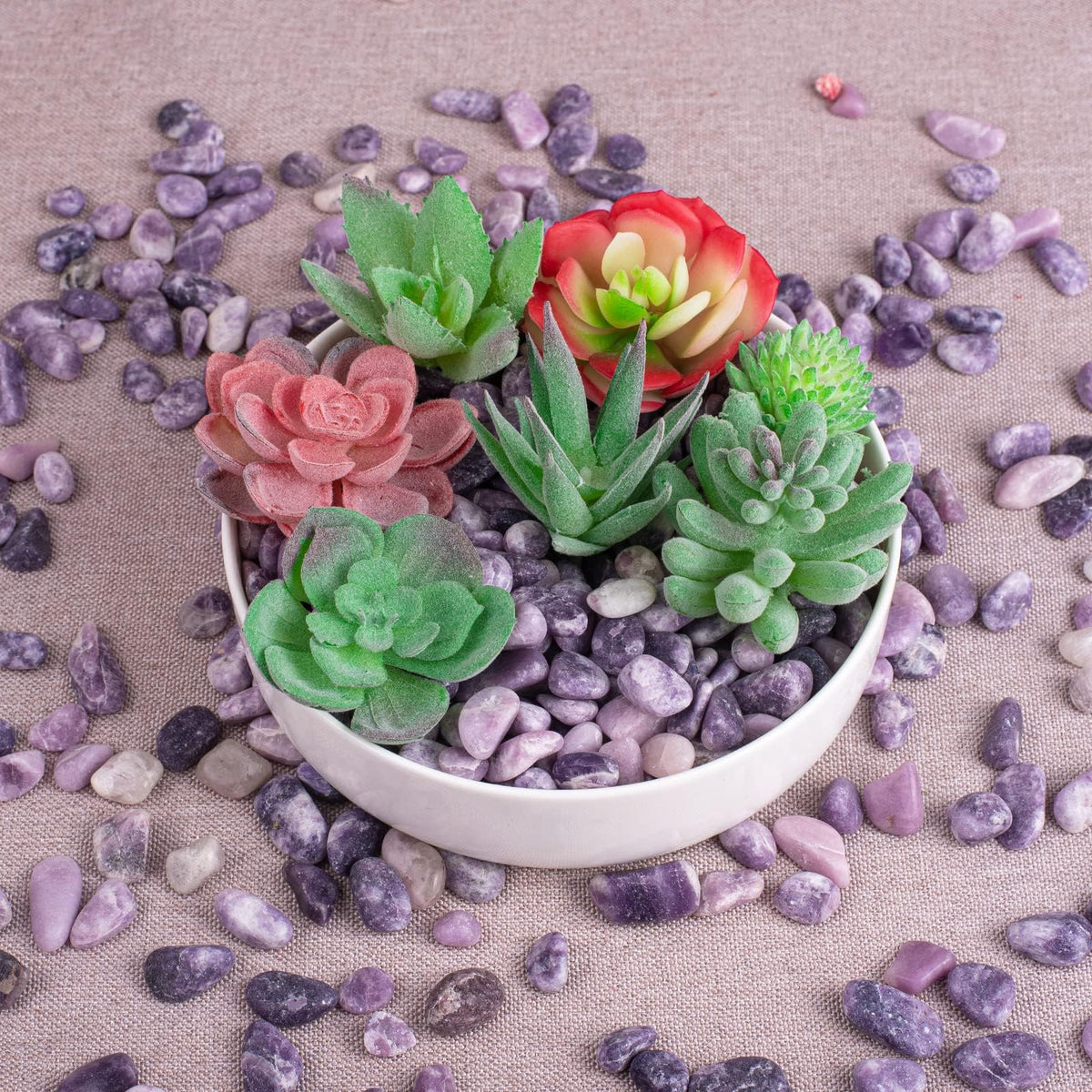 SigMntun Polished Lepidolite Crystal Chips 128 Pcs - 0.4" 10 oz Pretty Tumbled Stone Chips Mineral Rocks Crushed Sea Glass Stones Healing Reiki Crystal Making Home Decoration
