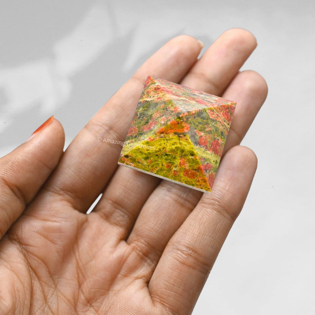 Amazing Gemstone Unakite Pyramid Crystal Healing Stones - 1" Great Pyramid Figurine of Natural Stone Pyramid for Meditation, Reiki, Chakra Balancing and Crystal Pyramids Grid