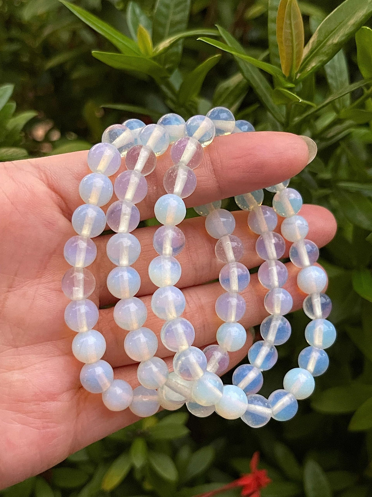 GAF TREASURES Opalite Crystal Bead Bracelet 8mm, Genuine Opalite Stretch Gemstone Bracelet, Healing Crystal Bracelet, Gift for Men & Women (1)