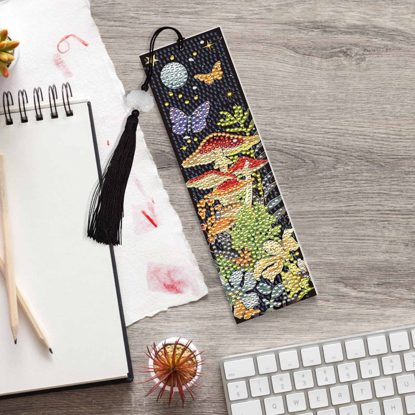 INCOK Mushroom Diamond Art Bookmarks - 8 PCS DIY Diamond Painting Bookmarks Kits Flower Butterfly Art Craft Supplies Birthday Mothers Day Gift for Mom Grandma Reading Lover Beginners Teacher Adults