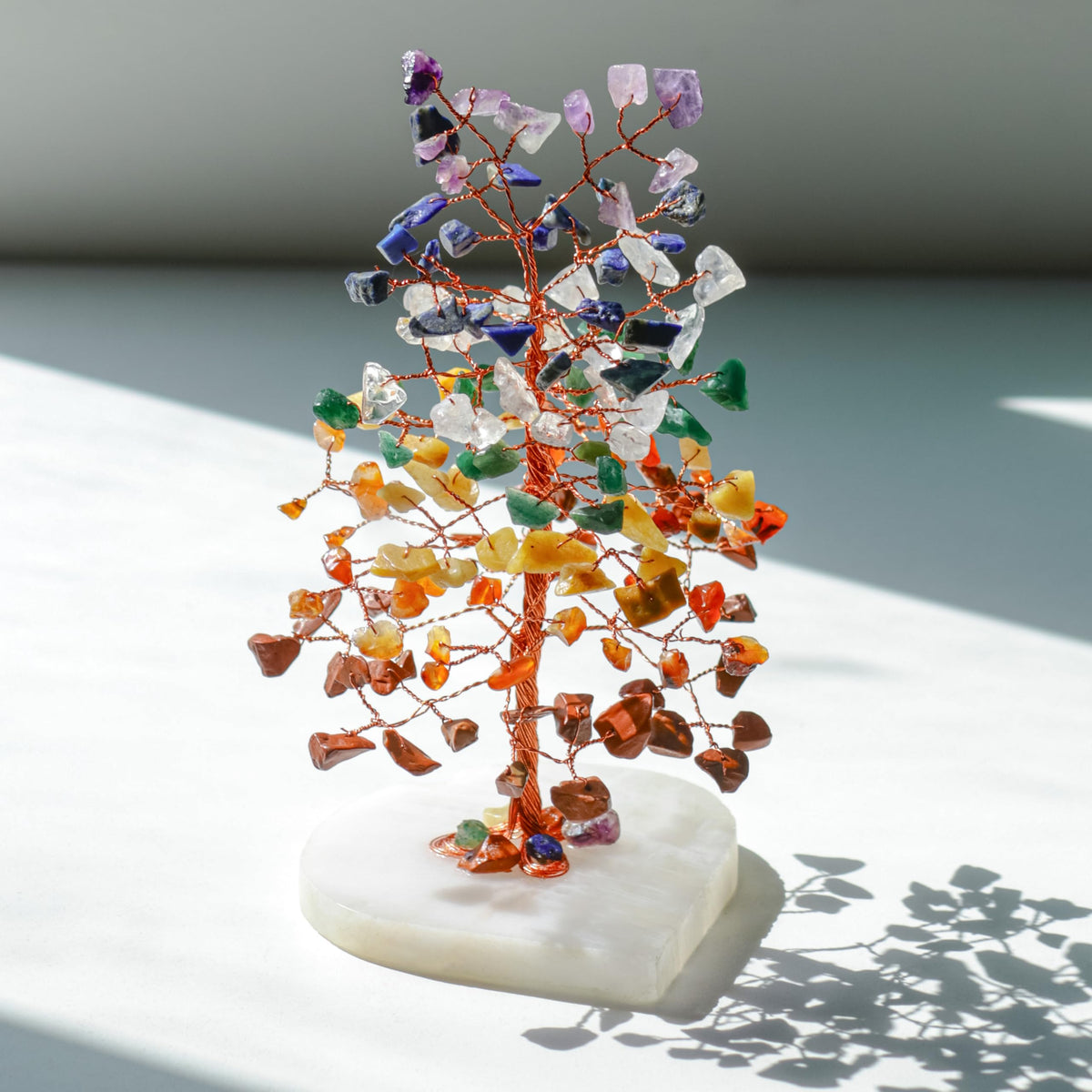 Crocon® 7 Chakra Quartz Heart Base Crystals Tree, Birthday Gifts for Women, Men & Friends, Tree of Life Crystals and Healing Stones, Home Decor, Women Gift Ideas, House Warming Gifts New Home for Mom