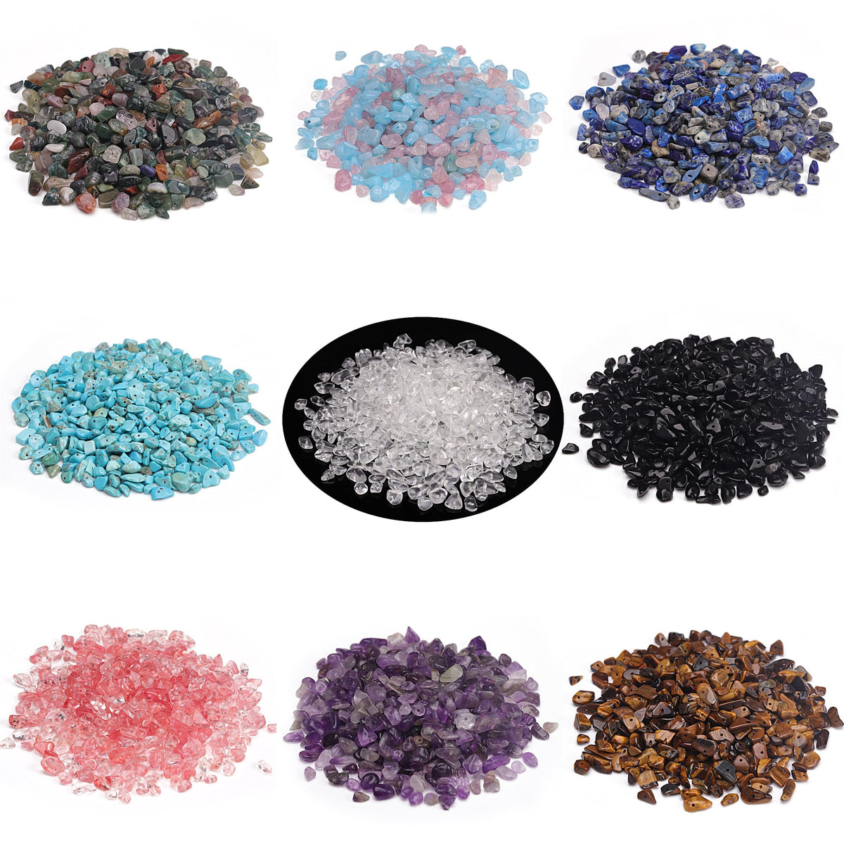 Youngbling Natural Chip Stone Beads 450 Pcs 5-8mm Healing Crystal Irregular Gemstone Drilled Lose Rocks Rainbow Beads Bulk for Bracelet Jewelry Making