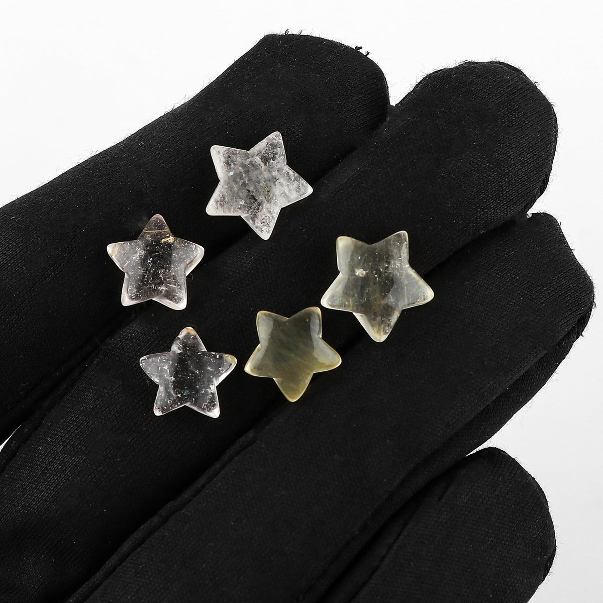 CRYSTALINES 5pcs, Wholesale Natural Golden Rutiled Quartz Gemstones, Bulk Star Shape Stones, Assorted Loose Supply, DIY Craft-Jewelry Making, Chakra Healing Crystals, Gem Collection, 10-12mm