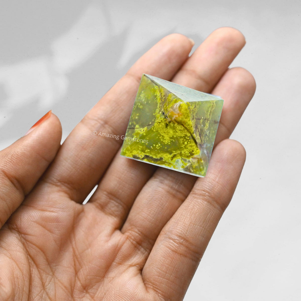Amazing Gemstone Green Opal Pyramid Crystal Healing Stones - 1" Great Pyramid Figurine of Natural Stone Pyramid for Meditation, Reiki, Chakra Balancing and Crystal Pyramids Grid